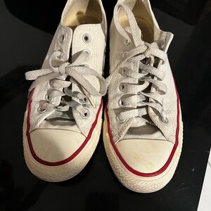 Converse Canvas Sneakers in White with Red Accents